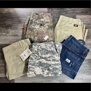 NWT / Used Lot Mens Shorts Camouflage Khaki Cargo Distressed Jeans Size 34